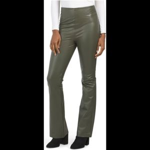 Bagatelle Collection Green Faux Leather Flare Pants Leggings NWT